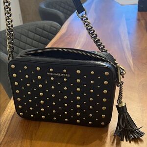 Michael Kors Black Crossbody Bag with Gold Studs